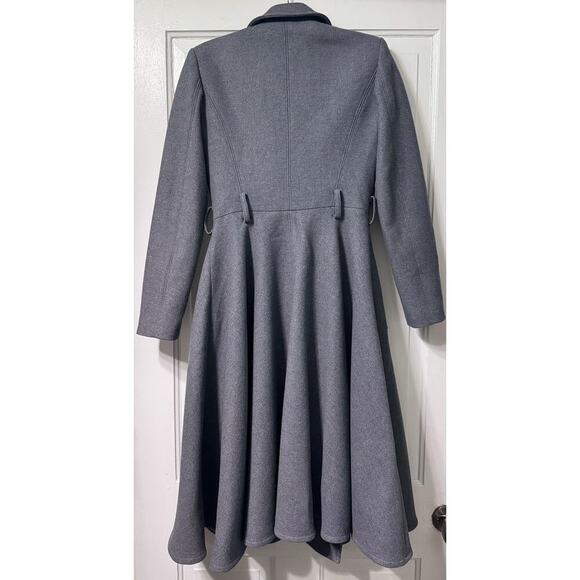 Elisabetta Franchi Double Breasted Gray Wool Trench Coat Size 40 - Picture 10 of 16